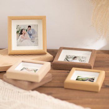 Hollow 1.5cm DIY Photo Frame Oil Painting Frame Tabletop Home Office Desk Square Ornament Modern Simple Wooden Frame