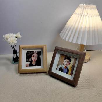 Group Purchase of Wooden Hollow Photo Frames DIY Display Stand Mini Square 4inch Glass Picture Frame Ornaments for Printing Photos