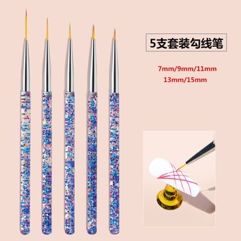 Nail art liner pen 5 sets nail pen suit painted stroke flower multi-specification ultra-fine hook pen nail art tools