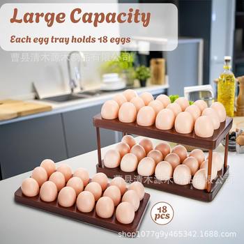Wooden Egg Storage Rack Egg Tray Kitchen Desktop Egg and Duck Egg Double-Layer Storage Rack Removable Double-Sided Egg Tray