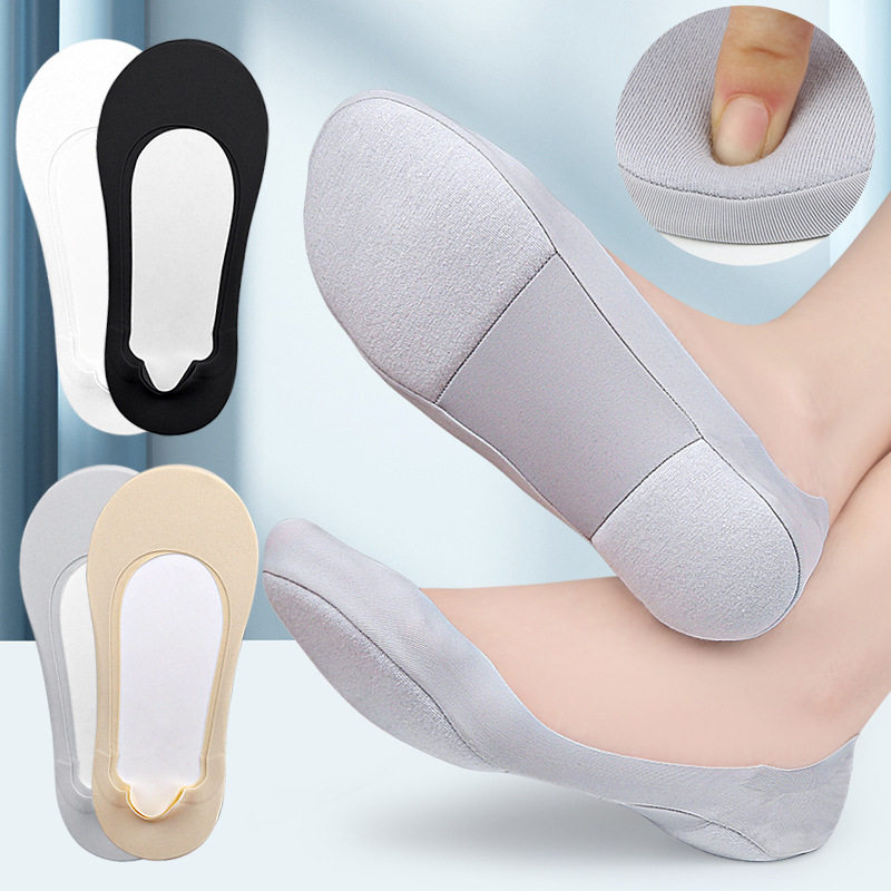 ถุงเท้าเรือผู้หญิงฟองน้ำ Pad Shock Absorbing ฤดูร้อนผ้าไหมน้...
