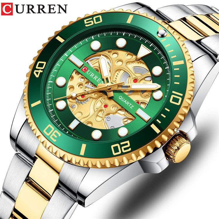CURREN/Crane 8412 Steel Band Watch Simple Calendar Large Dial Business Watch Waterproof Boys Fashion