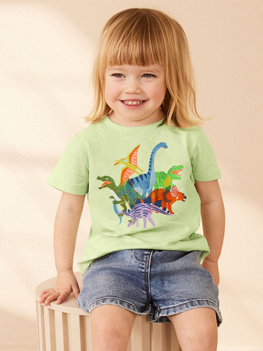 Girls' Cute Cotton Printed Short-Sleeve T-Shirt, Summer Kids' Tee Wholesale