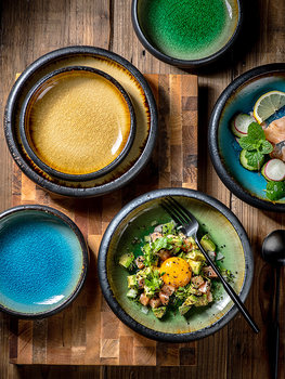 Creative Kiln Change Ice Cracking Glaze Ceramic Plate Plate Plate Japanese Sushi Sashimi Plate Dinner Plate Dish Plate Salah Plate