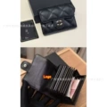 Multi-card slot sheepskin black gold