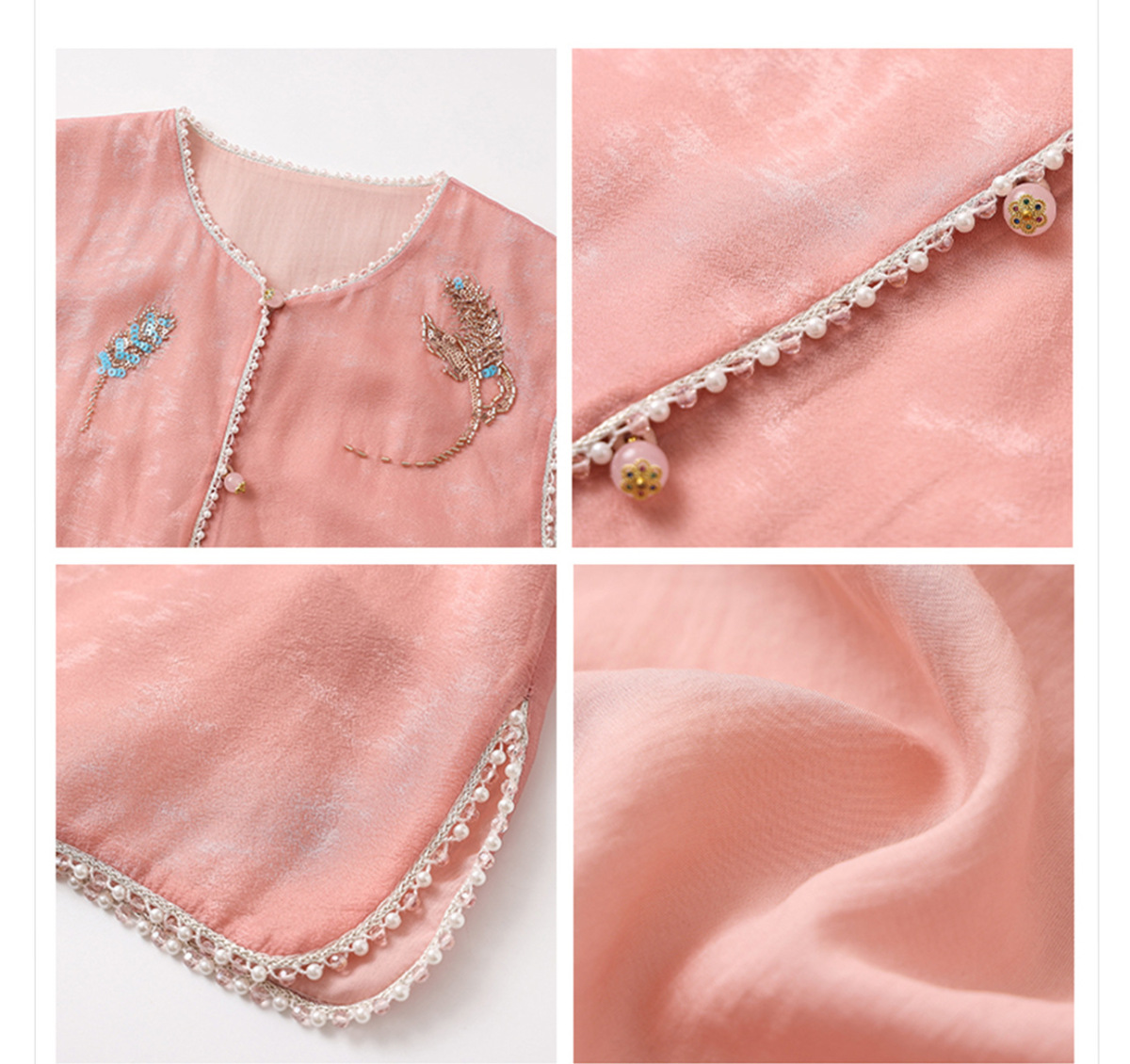 Set gile thêu đính cườm kèm quần dài nữ phong cách thanh lịch — Quần dài màu mơ, Quần dài màu xanh lục, Gi lê màu hồng, Gi lê màu xanh lục
