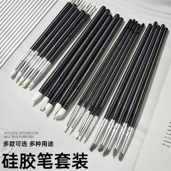 Wholesale Double Head Silicone Pen Set Painted Hollow Carved Silicone Embossing Tool Marble Pattern Brush Press Rod