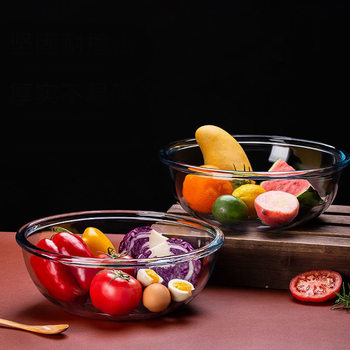 Large Capacity Glass Bowl Salad Bowl Egg Beating and Kneading Basin Kitchen Household Thickened Extra Large Basin for Microwave Oven
