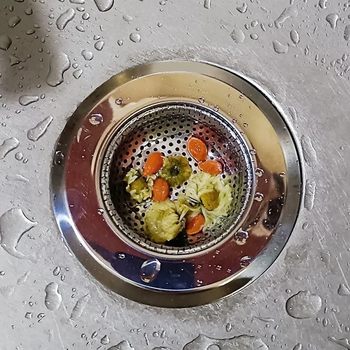Stainless Steel Sink Filter Kitchen Sink Slag Separator Funnel Bathroom Sewer Drain Outlet Anti-Blocking Floor Drain