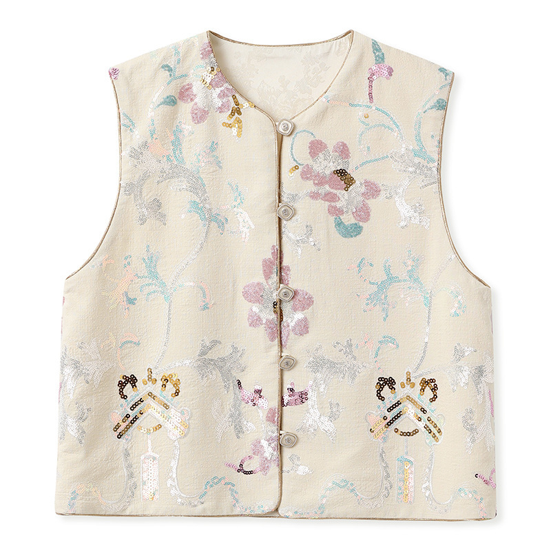Set áo vest và áo khoác ngắn nữ thêu họa tiết hoa — áo khoai tây, Áo vest màu tím sốt, áo vest trắng đính cườm, Áo khoác màu tím sốt