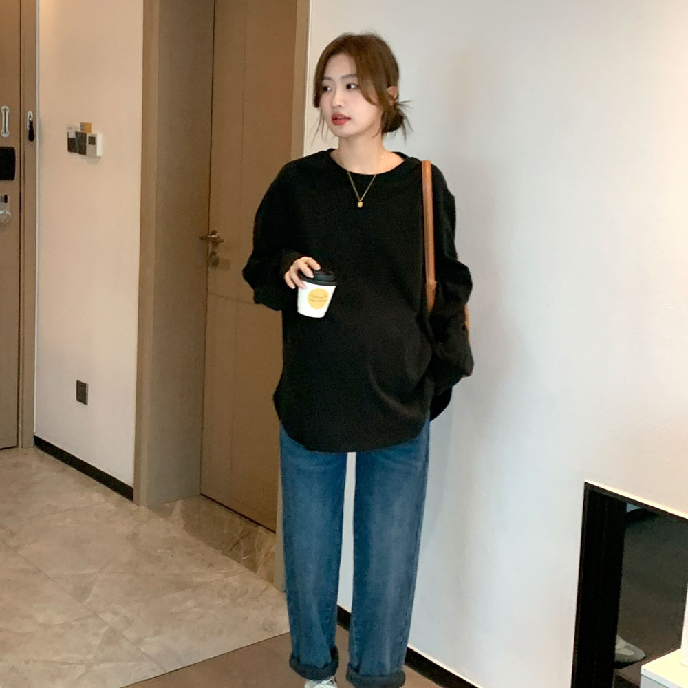 Spring New Maternity Clothes Korean Style Light Panel Fashionable Round Neck T-Shirt Loose Large Size Stylish Age-reducing Base Clothes Trendy Mom