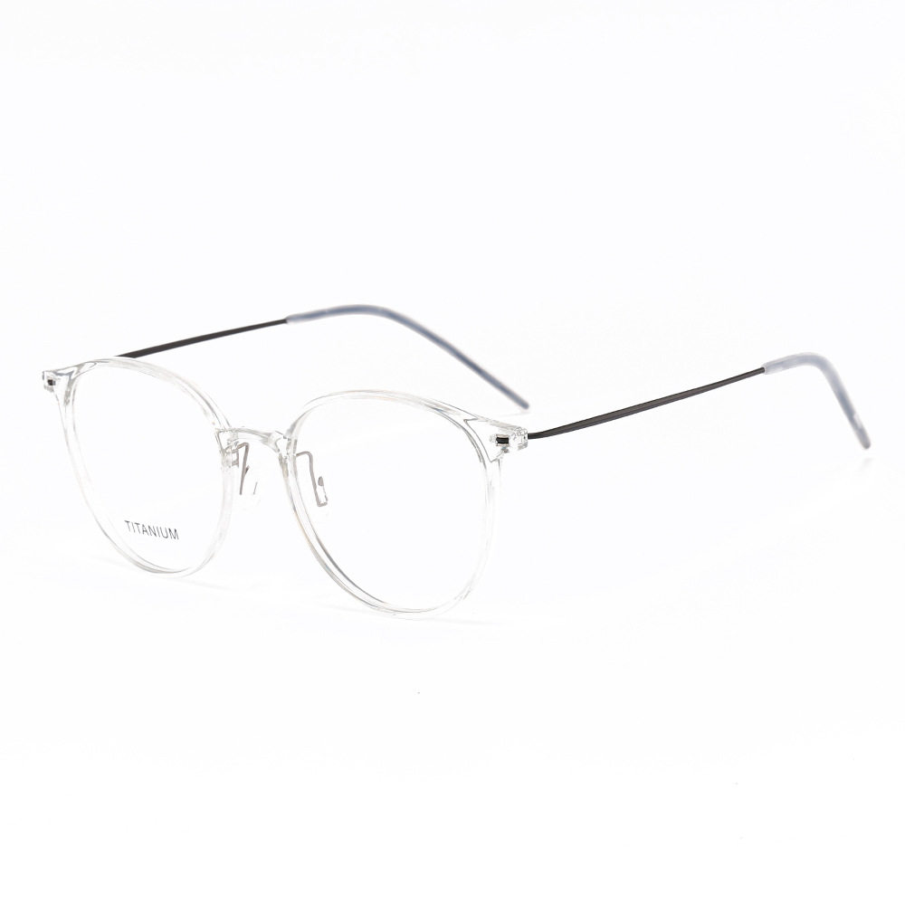 Foreign trade ultra-light thin Korean style Oval myopia plastic steel glasses frame female titanium feet ins artistic student glasses frame 8016