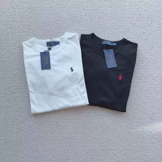 Ralph Lauren Crew Neck Long-Sleeve T-Shirt with Embroidered Pony Logo, Solid Color Casual Couple Style Undershirt, Dropshipping