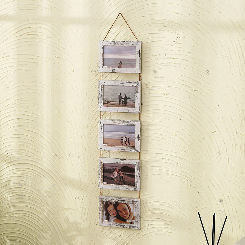 Amazon Hot Wall Hanging Photo Frame Quadruple Five Hanging 5 Inch 6 Inch 7 Inch Decorative Solid Wood Photo Frame Wall Hanging Photo Frame