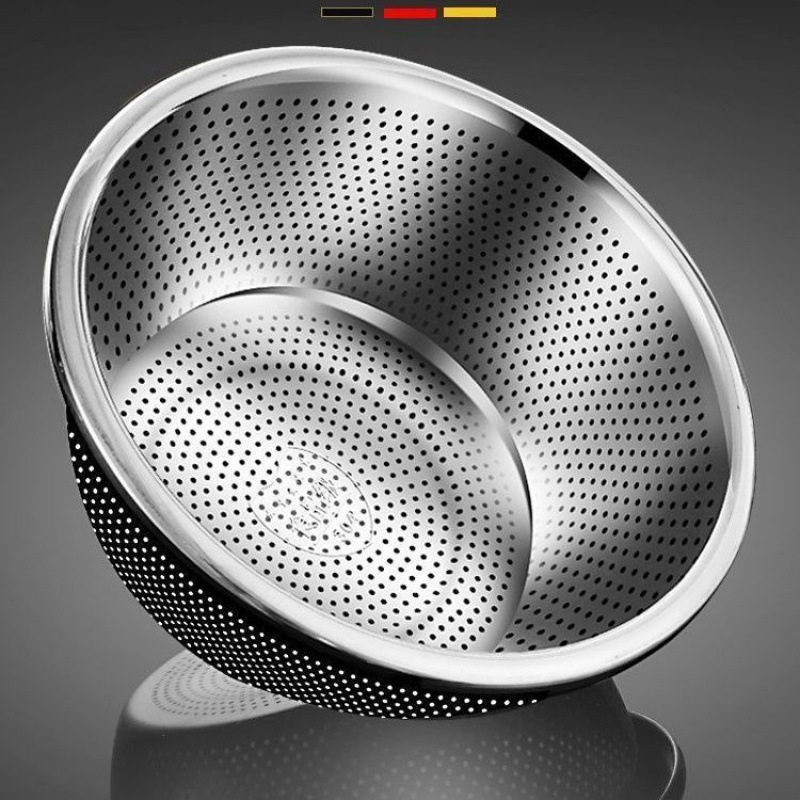 Food-Grade Thickened Stainless Steel Basin, Vegetable Washing Basin, Draining Basket, Household Kitchen Colander, Rice Washing Basin, Fruit Basket