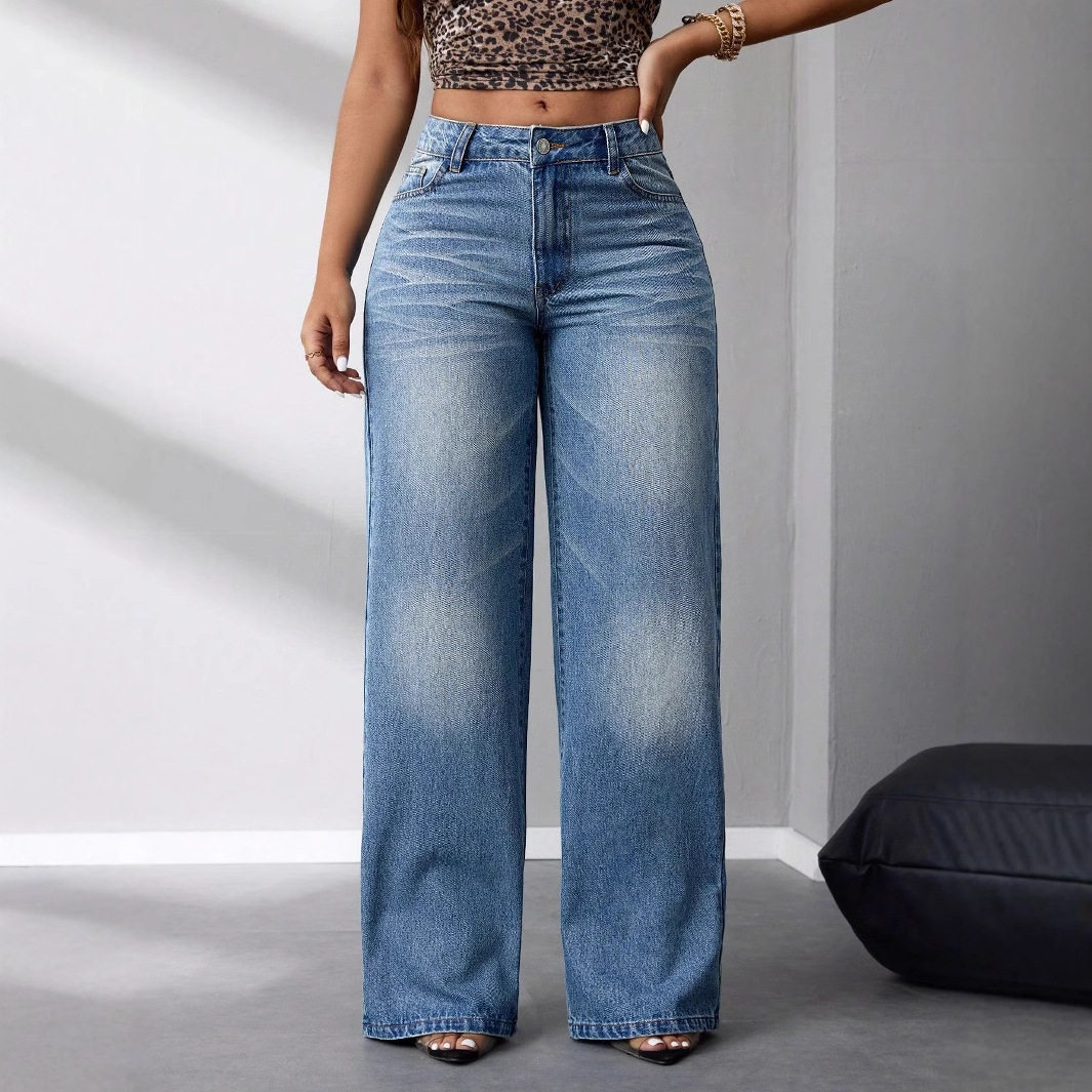 Loose Fit Wide Leg Denim Pants High Quality Fabric Casual Style Trendy Design Perfect for Everyday Wear Wholesale