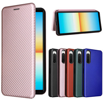Suitable for Sony Xperia10 IV mobile phone case cover flip magnetic buckle card insert carbon fiber business leather case