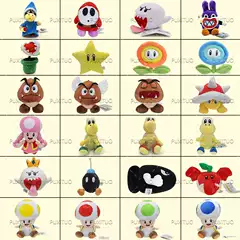 Small Classic Mario Series: Mushroom Man, Chestnut Boy, Sunflower Crown, Ghost Magic Turtle Plush Toys