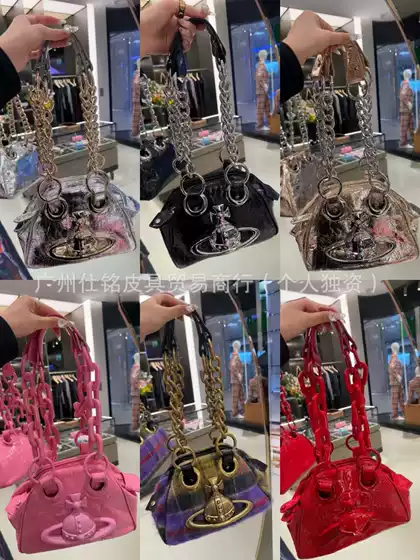 Saturn Queen Mother Bowling Bag Punk Hot Girl Thick Chain Shoulder Underarm Bag 2025 New Portable Smiley Face Bag