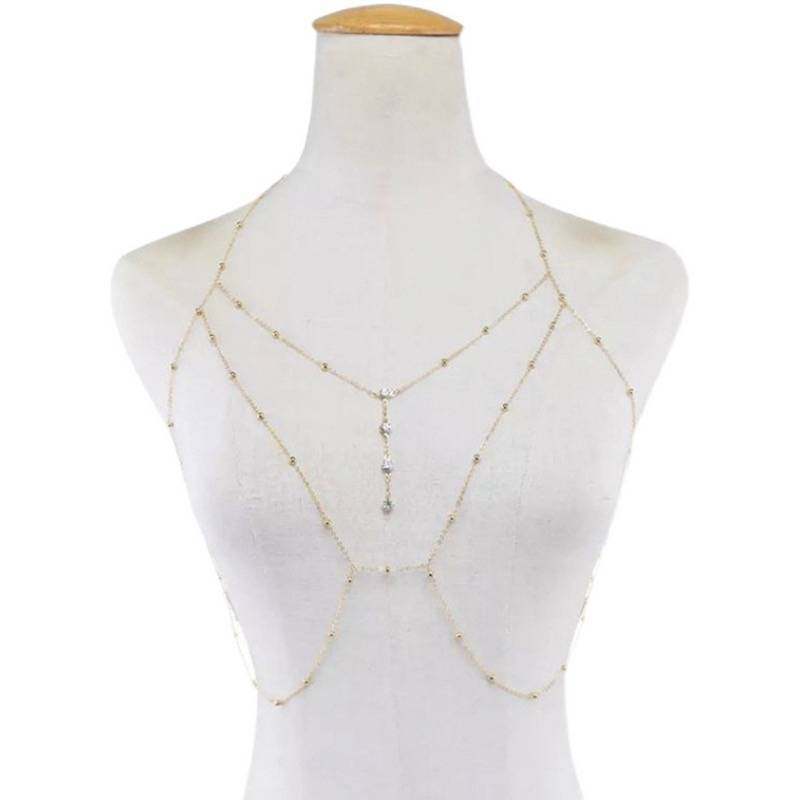 Breast chain body chain bikini bikini clavicle chain sexy hanging chain decorative necklace women's accessories European and American fashion chain