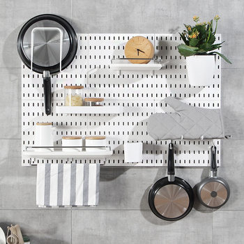 Perforated Board Storage Rack Universal Accessory Hooks Wall Kitchen Storage Box Punch-Free Wall Display Rack Combination
