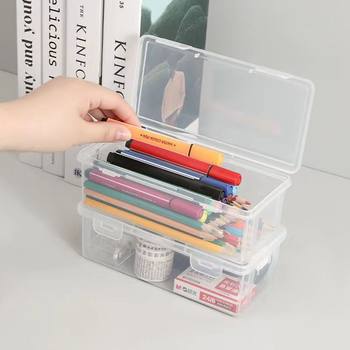 Plastic Storage Box Supplies Large-Capacity Marker Pen Stationery Box Pencil Box Transparent Painting Color Sketch Pen Storage Box