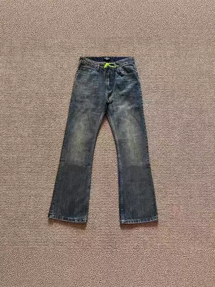 Paris Haute Couture Week Bootcut Bamboo Cotton Faded Mud Dyed Micro-Flared Jeans American High Street Retro