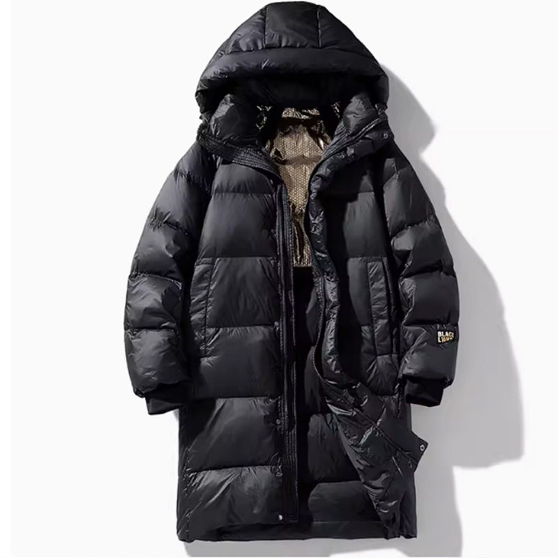 2024 Winter New Goose Down Jacket Black Gold Men's and Women's Long Thickened Couple's Hat Warm Wash-Free Down Jacket