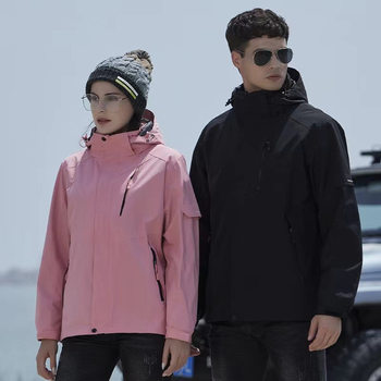 99001 Outdoor Mountaineering Suit Trendy fleece-lined Thickened Liner Detachable Jacket Men's Three-in-One Two-Piece Set