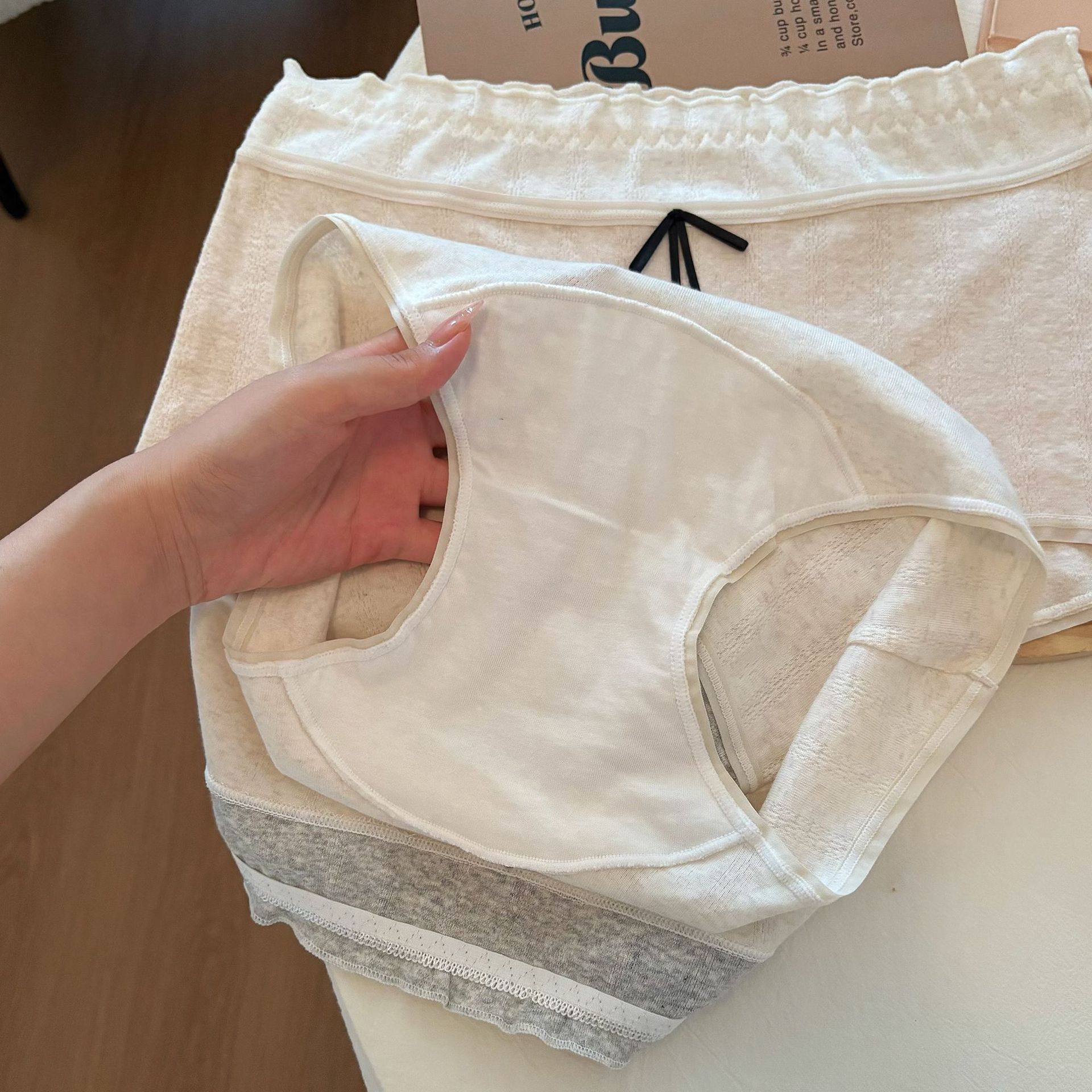 Matcha Girl Class a Baby Cotton Girl Ballet Style Lace Contrast Color Large Size 10A Antibacterial Crotch Mid-Waist Boxer Briefs