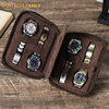 Vintage Crazy Horse Cowhide Four-position Watch Storage Box Handmade Travel Portable Square Genuine Leather Watch Box