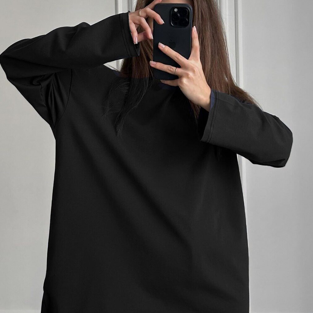 Womens Loose Fit Long Sleeve T Shirt 100 Cotton Distressed Design Casual Style Perfect for Spring and Autumn