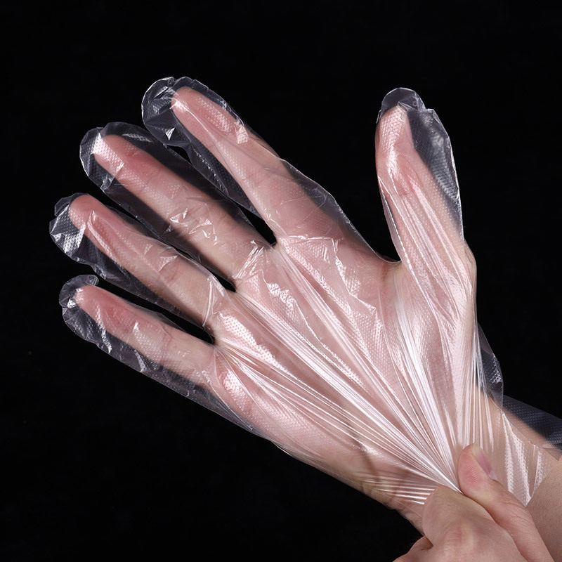 Disposable thickened gloves wholesale catering takeaway barbecue crayfish food grade material PE transparent film gloves