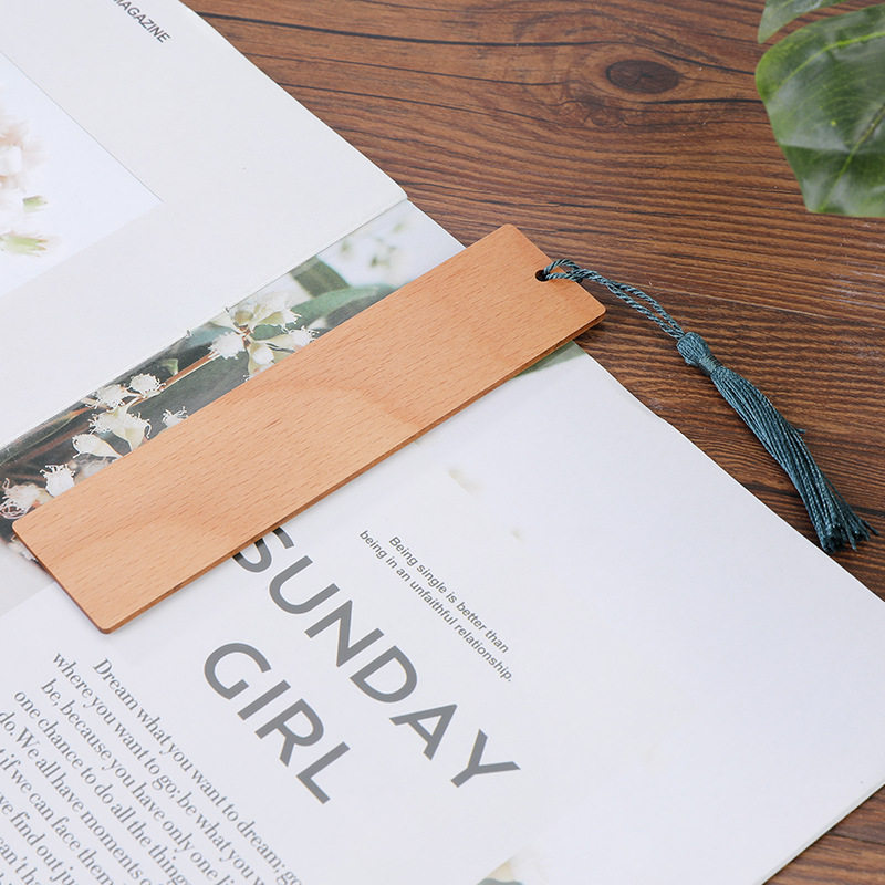 Bamboo Antique Bookmark Creative DIY Carving Wooden Craft Bookmark Polished Wooden Bookmark Square Blank Tag