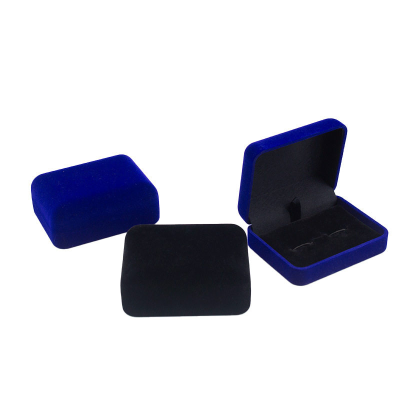 Men's Business Cufflinks Box High-end Flocking Gift Box Earrings Stud Earrings Packaging Box Flannel Flip Jewelry Storage Box