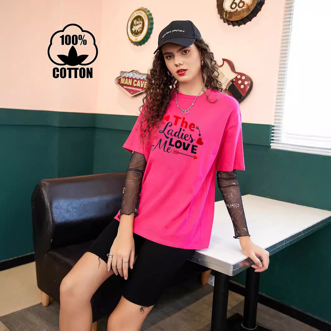 Cotton Printed Short Sleeve T Shirt Womens Casual Wear Comfortable Fit for Summer Ready to Ship