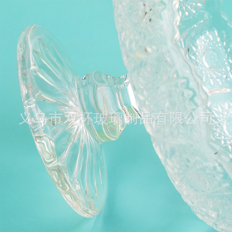 European-style Entry Luxury Crystal Glass High-foot Fruit Plate for Everyone Living Room Coffee Table Snacks Sunflower High-foot Small Plate