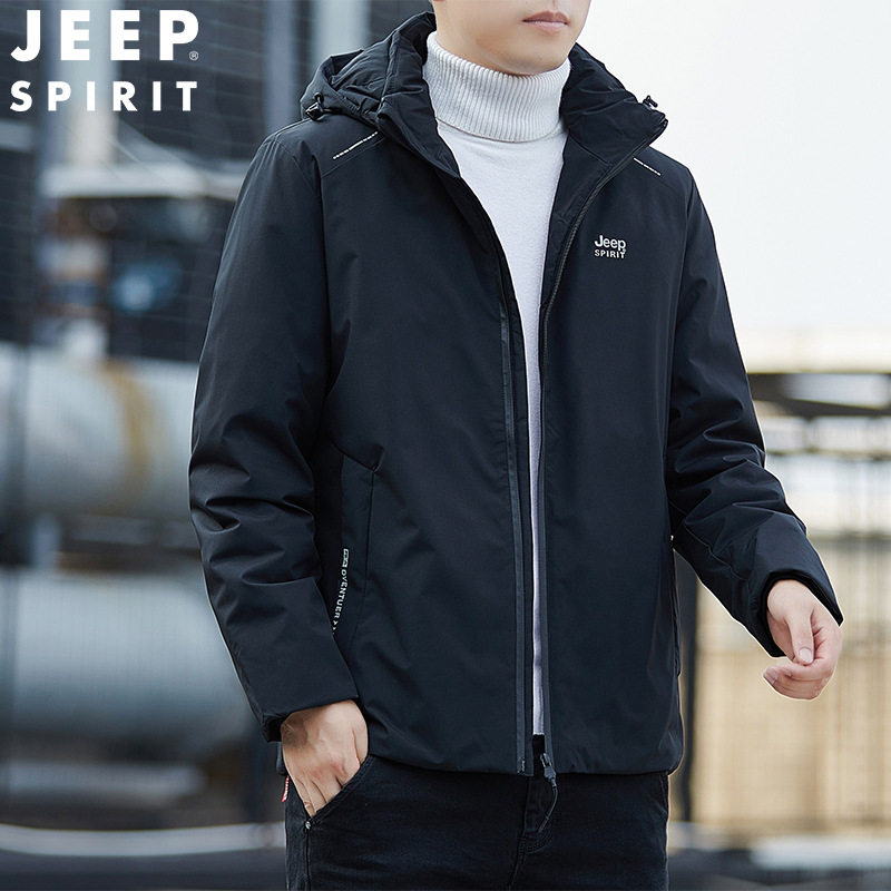 JEEP SPIRIT down jacket men's short all-match down jacket winter fashion hooded jacket trendy HL7174