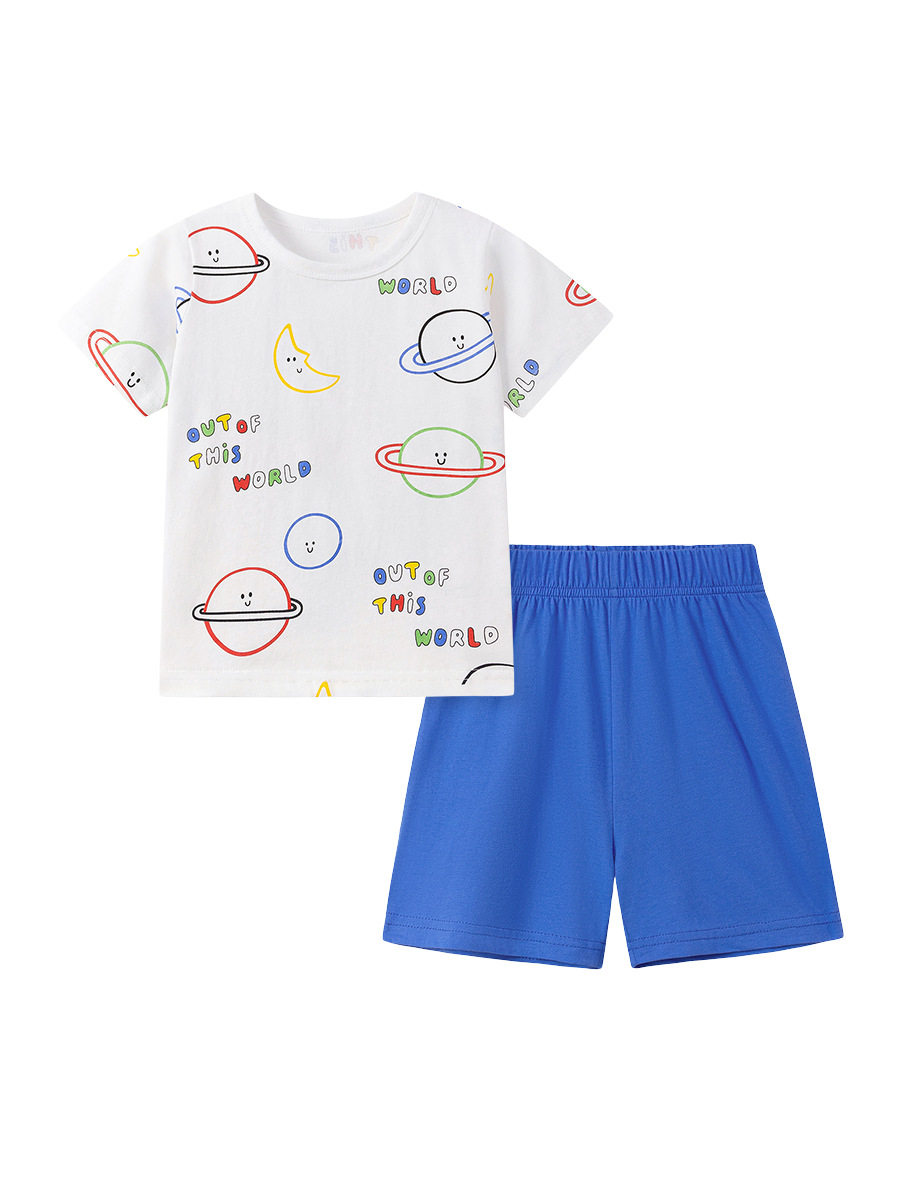 Source Factory Kids' Cotton Set, Summer T-shirt & Shorts Boys' 2-piece Outfit, [Style] Kids' Set
