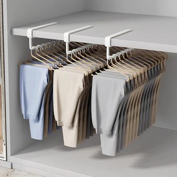 No-Drill Pants Rack Top-Mounted Clothes Hanger Wardrobe Built-In Pants Hanging Rod Vertical Hanging Rod U-Shaped Clothes Hanger