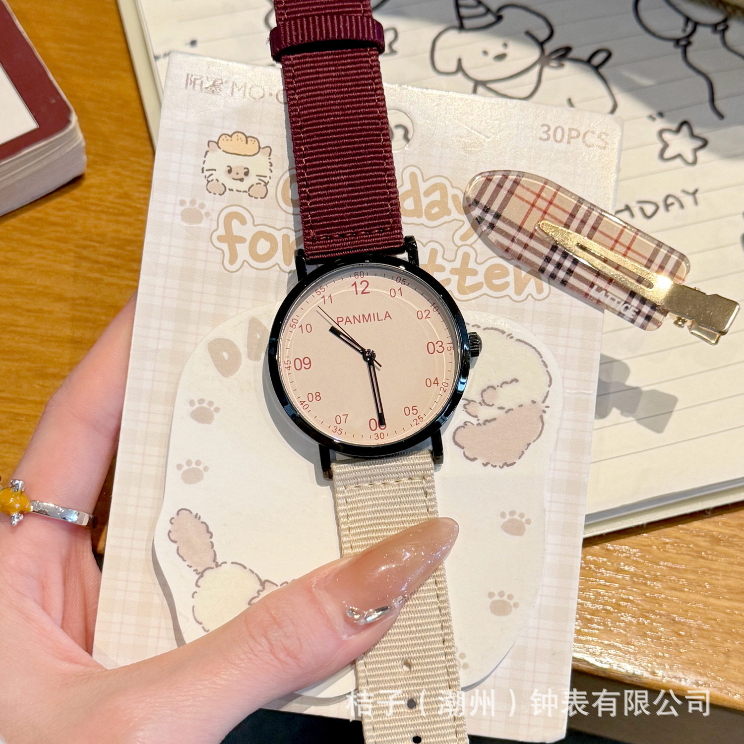 Pamela Anglia Red Couple Watch Women's Students Junior Senior high school Women ins Niche Girls High Color Value 0648