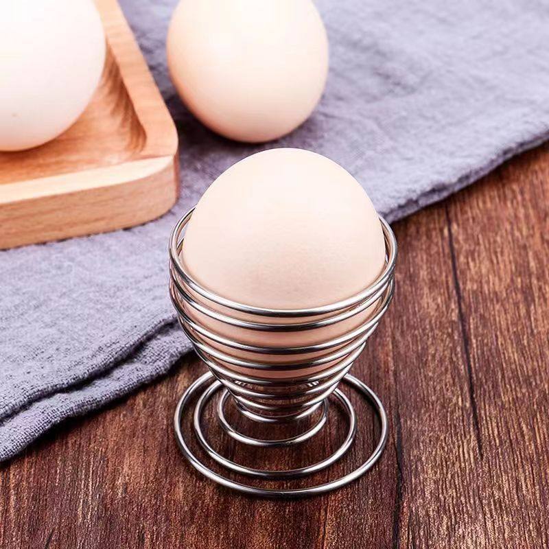 Stainless Steel Egg Holder Creative Spring Egg Holder Teppanyaki Steamed Egg Holder Beauty Makeup Egg Cup Molecular Gourmet Egg Holder