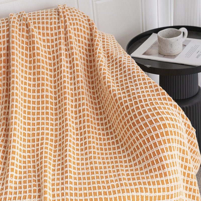 Four Seasons Waffle Tassel Knitted Blanket Modern Simple Bed End Blanket Air-conditioning Blanket Nap Blanket Sofa Blanket Wholesale