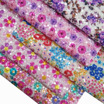 Spring Flower Print Gretel Leather Gretel Fabric Cotton Pint Bottom Leather Fabric Hair Accessories Children's Shoes HQ089
