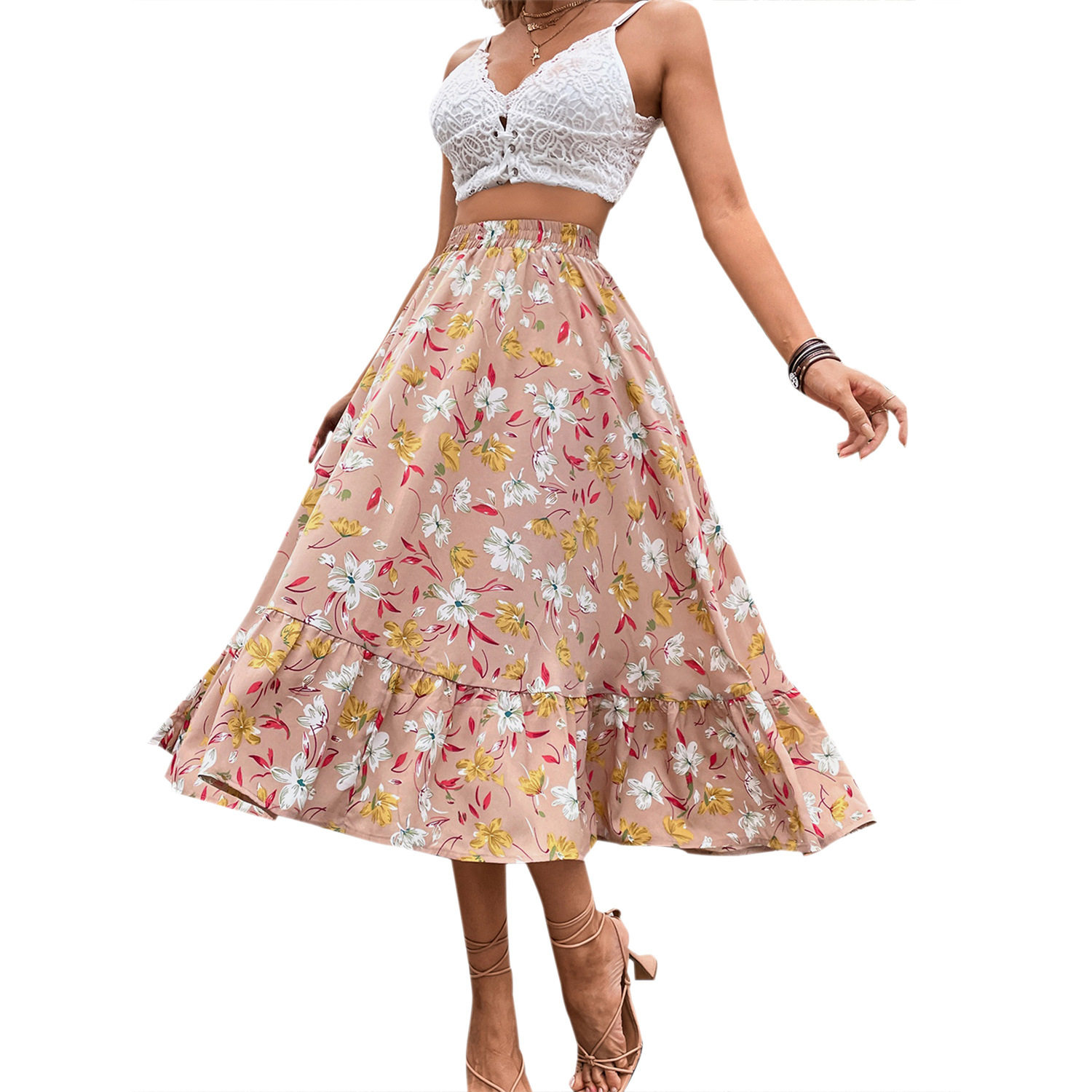 Floral Print Maxi Skirt Slimming Fit Casual Style Vacation Wear Wholesale Available OEM ODM service