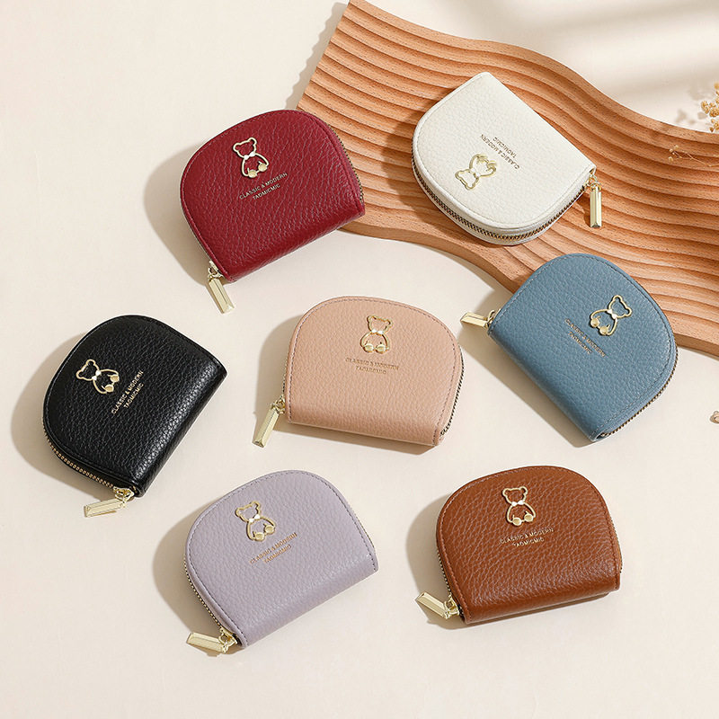 Business Retro Cartoon Card Holder Women's Organ Card Holder Pu Leather Bear Shell Access Card Holder Cartoon