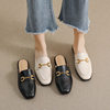 Weiwei Girl 340-6 Top-covered Half Slippers Women's Outer Wear All-match French Retro Flat Slippers Large Size Muller Shoes