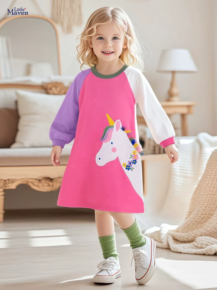 加工定制童裙批发 秋季长袖女童连衣裙 卡通全棉童裙