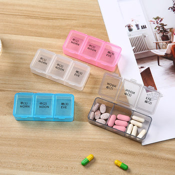Portable Three-compartment Small Pill Box Early, Middle and Late Medicine Tablets small size Health Care Product Storage Box Mini Pill Box in stock
