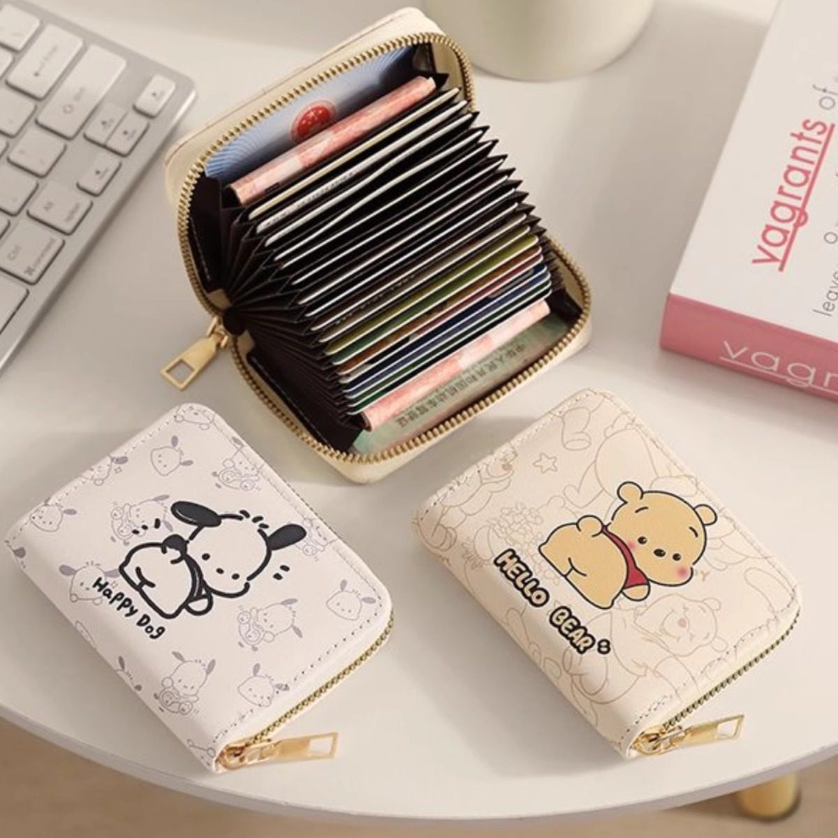 Cute Pacha Dog Multi-Card Slot Large Capacity Anti-Degaussing Portable Compact Driver's License Bank Card Storage Coin Purse